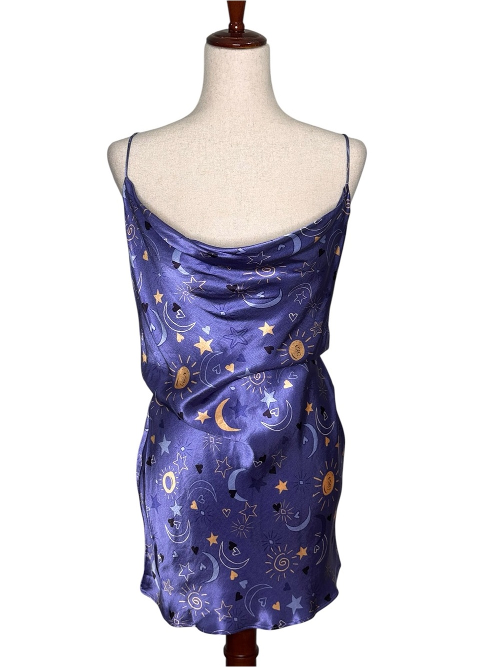 Zara NWT Silky Purple Celestial Slip mini Dress Cowl Neck. Fairy. Party. Rave S - Picture 6 of 16